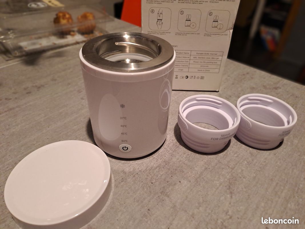 Chauffe-biberon, 4 Modes de Température, Dégivrage, Chauffe-biberon Rechargeable avec 2 Adaptateurs (image 2)