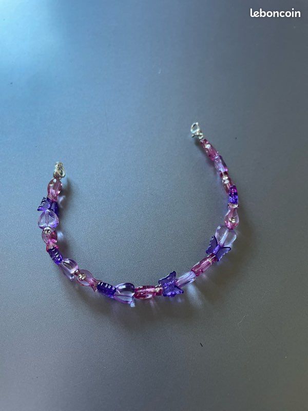 Bracelet fantaisie rose et parme (image 2)