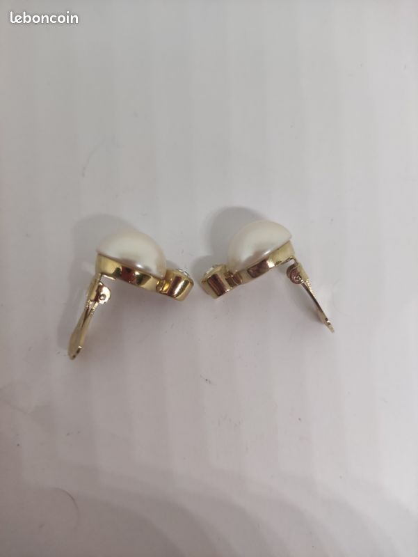 Boucles d'oreilles ANTIC argent 925/1000 doré brossé, perle synthétique
