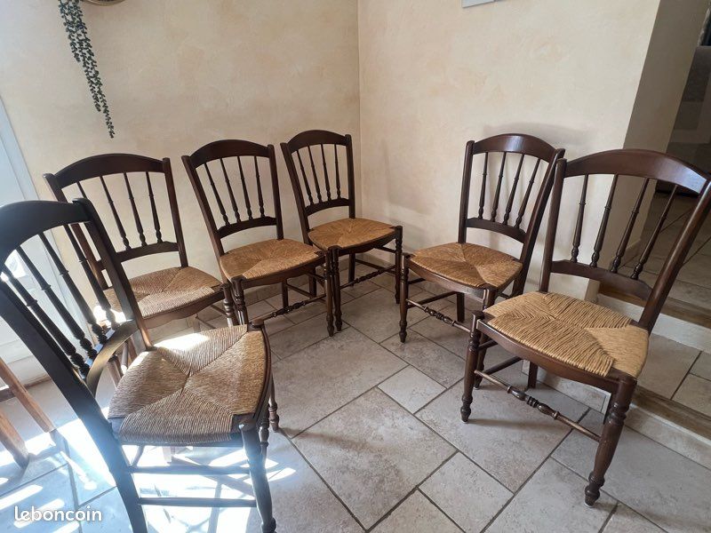 Chaises bois et paille (image 3)