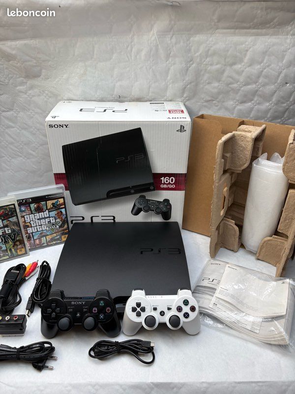 Pack Complet Sony PS3 Ultra Slim 12GB – Noir – Avec Manette, Câbles Et Notice (PAL)