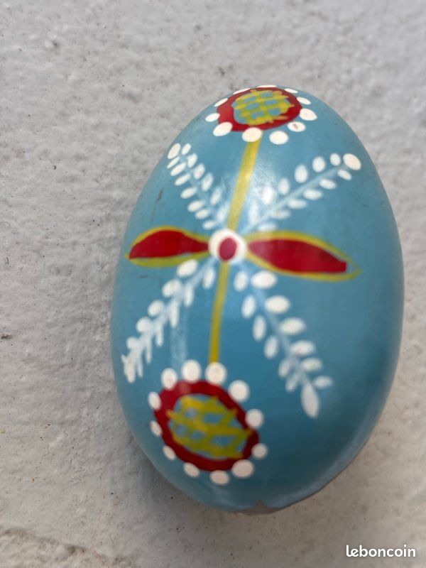Oeuf En Bois Décoré Fils Or - Flocon De Neige - Collection Russe Cadeau Noël - Neuf Sous Boîte