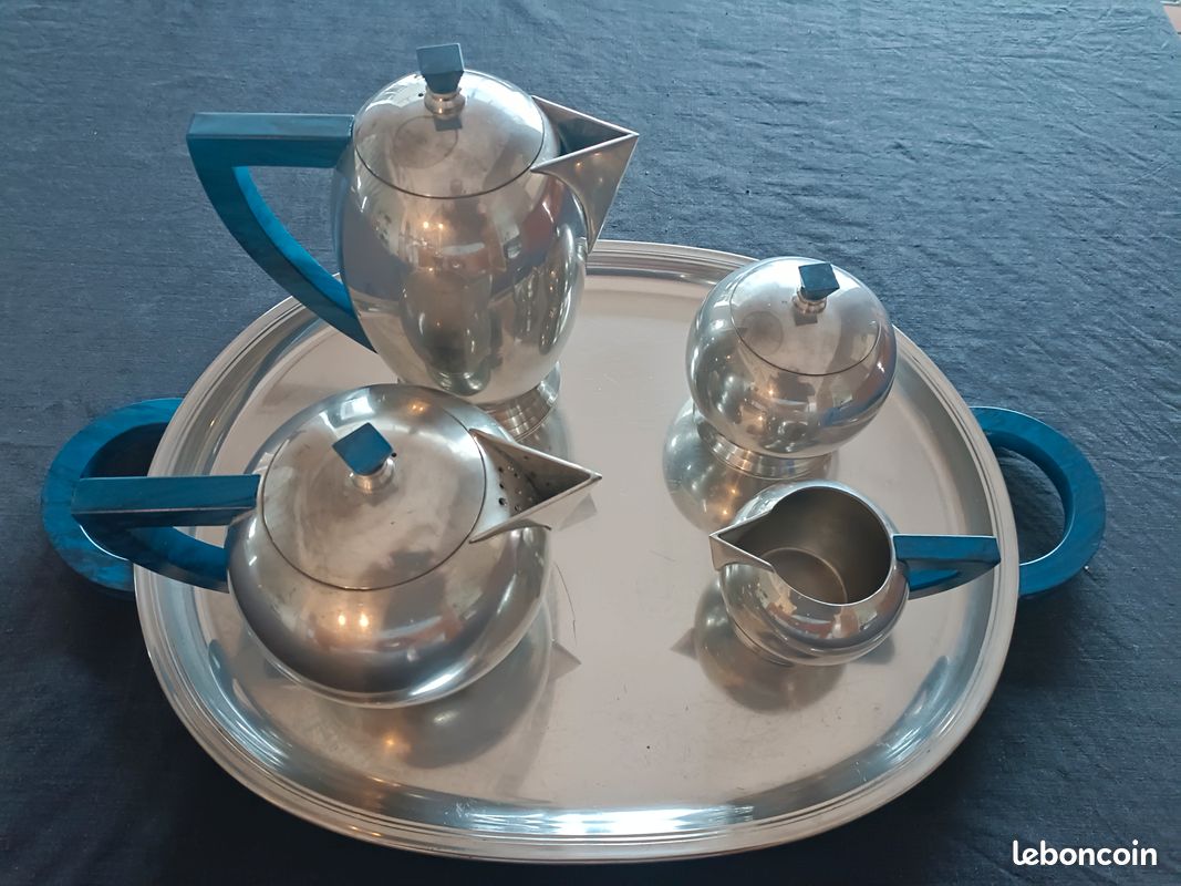 Service à Thé/café En étain Etains Du Manoir – Avec Plateau Et Aiguière (occasion)
