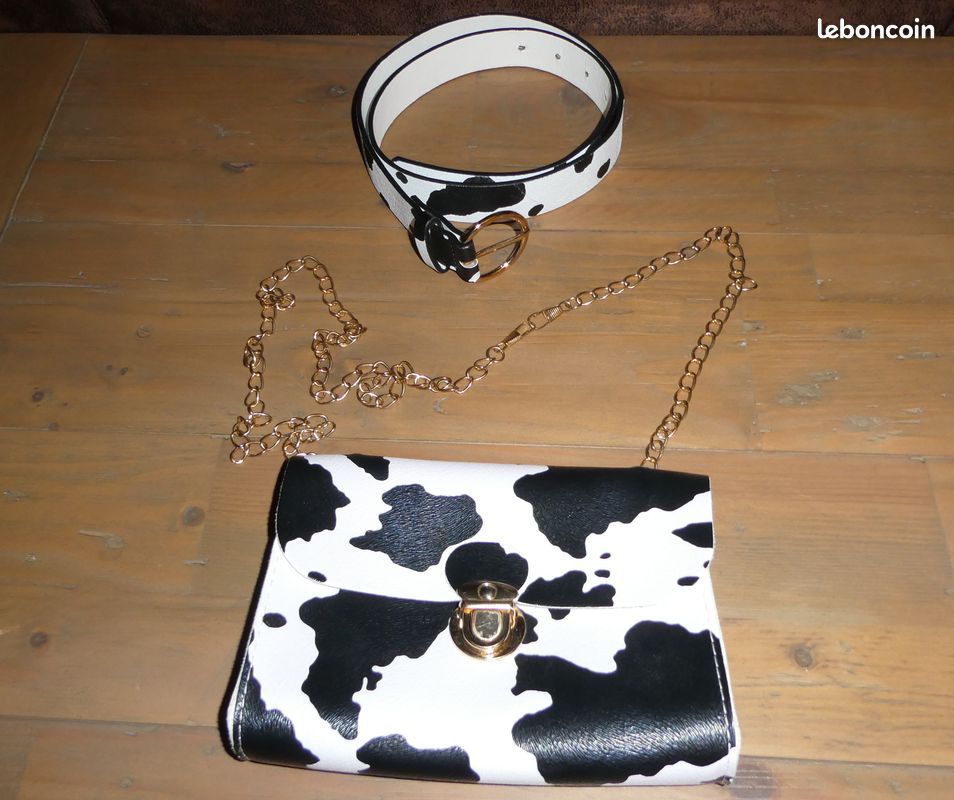 Sac à main et ceinture thème vache (image 1)