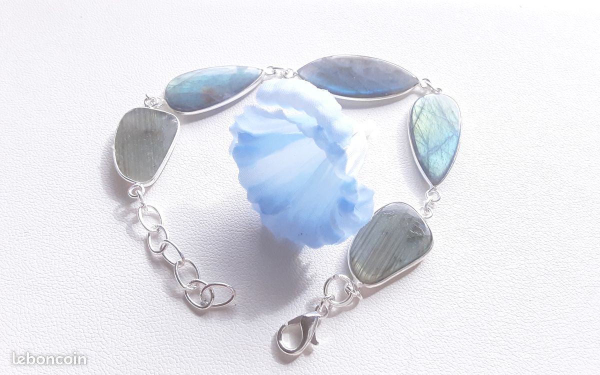 Superbe bracelet en pierre naturelle Labradorite pièce unique (image 20)