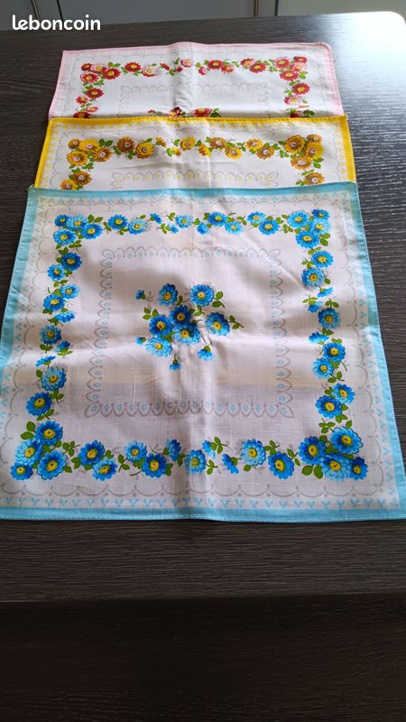 Lot De 6 Mouchoirs En Coton Mélangé Doux Brodé Style Floral Vintage Avec Bordure En Dentelle Pour Fête De Mariage, Multicolore, Taille Unique