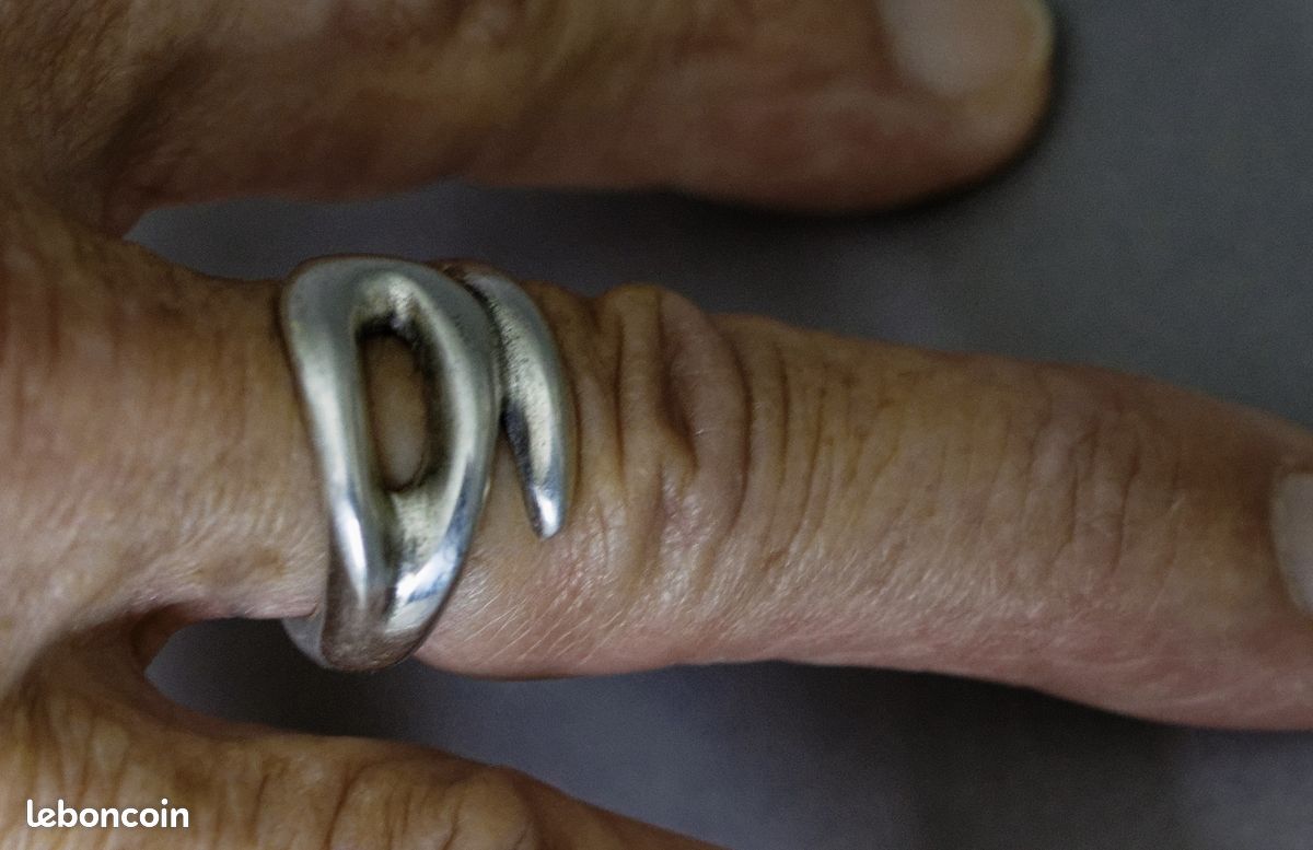 Bague UNO de 50 métal argenté unisexe spiralée formes organiques T63 (image 6)