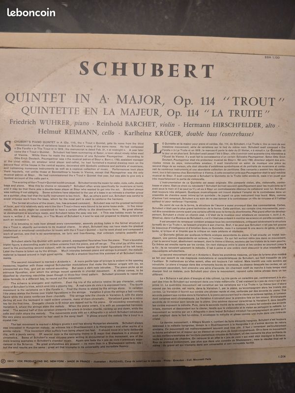 Vinyle Schubert "la truite" (image 2)