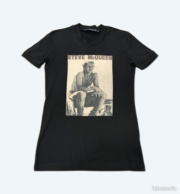 T-shirt Zara Homme Steve McQueen – Taille L – Noir – Occasion Excellent état