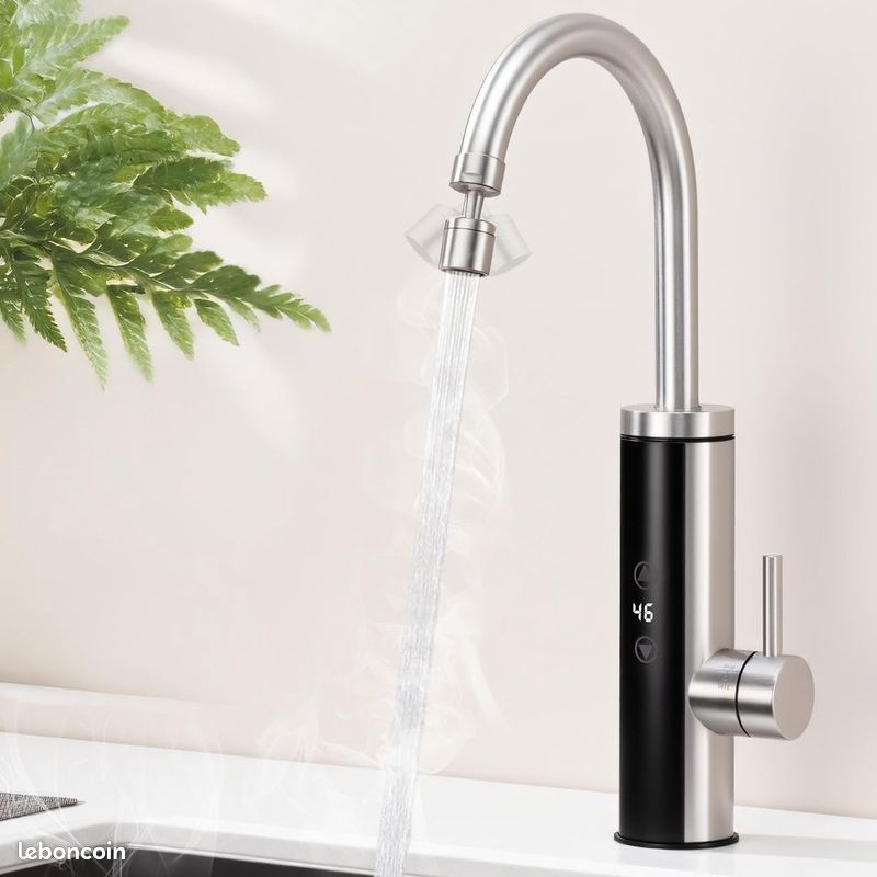 Robinet de cuisine électrique HOMELODY avec chauffe-eau instantané – Acier inoxydable (image 1)
