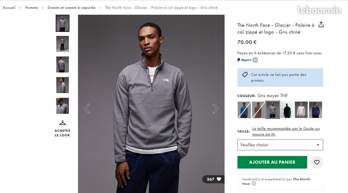 Polaire The North Face Glacier 1/4 Zip - Homme - Taille M - Neuf (image 8)