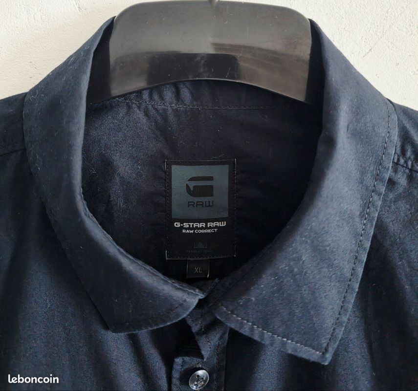 Chemise G-Star Raw noire manches longues, logo discret taille XL slim ( L/XL ) (image 4)