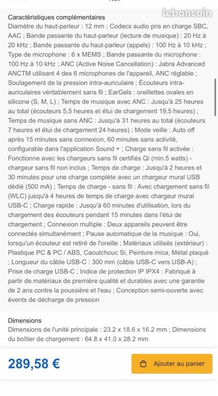 NEUFS Ecouteurs sans fil True Wireless Jabra Elite 85t avec réduction active de bruit Noir Titane (image 12)