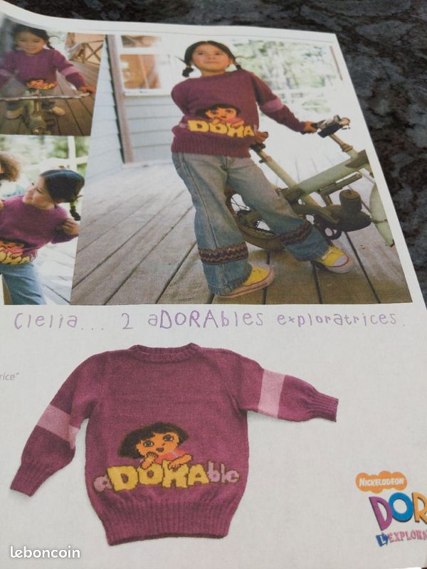 Photocopie fiche tricot complète Dora l'exploratrice (image 1)