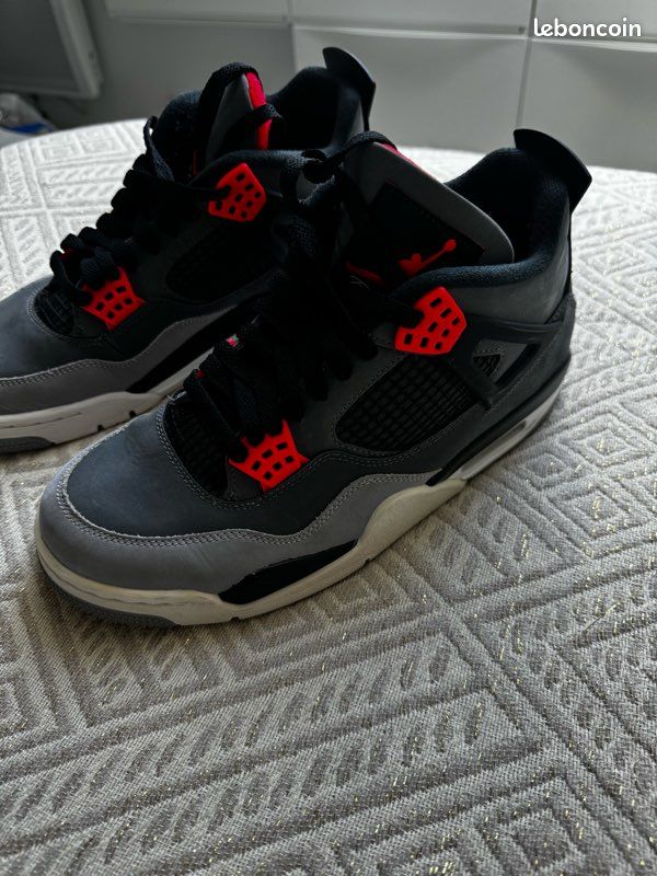 Air jordan 4 retro dark grey/ infrared, gris fonce noir infrarouge (image 3)