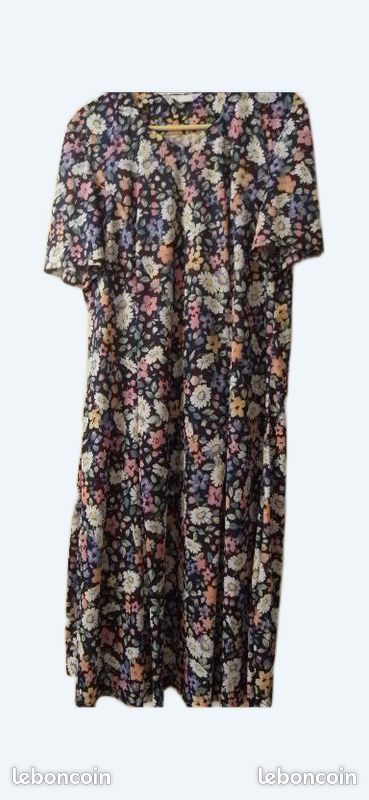 Robe ample bleu marine petites fleurs t46 vintage (image 3)