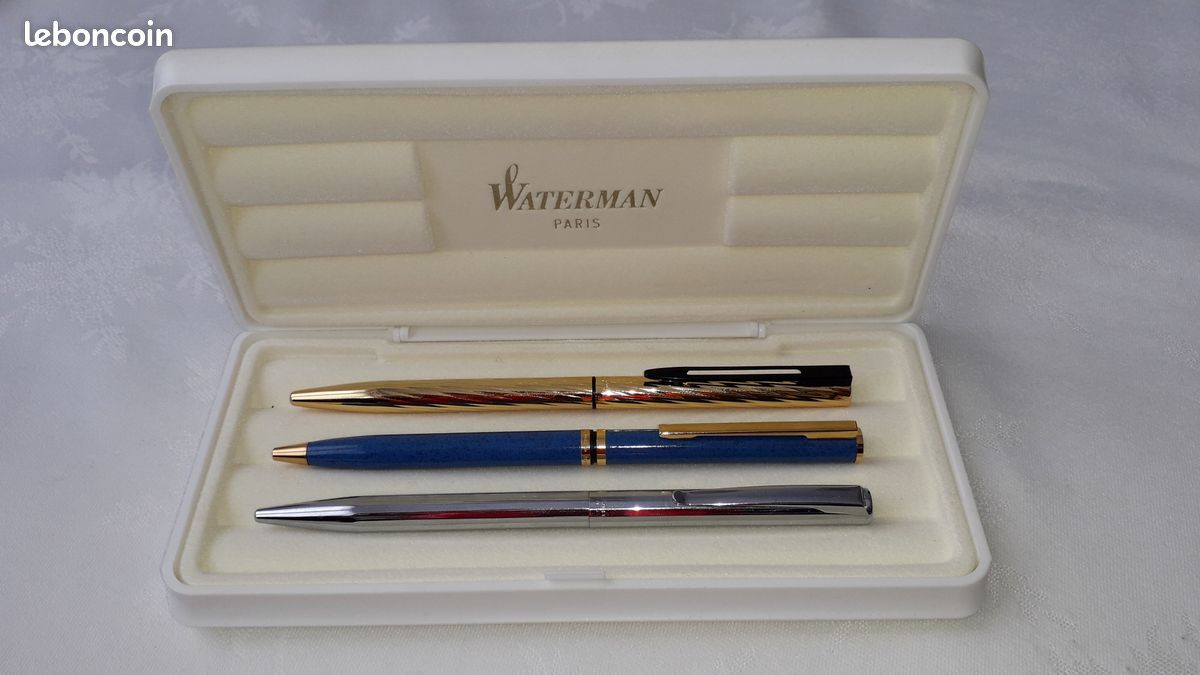 Stylo à Bille Waterman Paris Vintage - Métal Avec Garniture Or, Neuf, Fabriqué En France