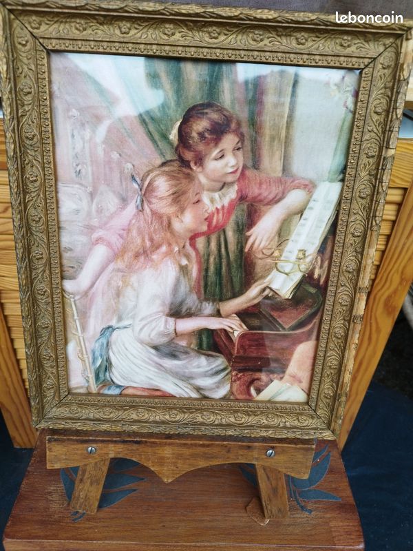 Tableau papier peint encadrement doré très ancien (image 12)