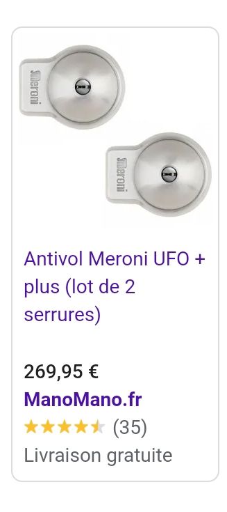 Antivol utilitaire Meroni UFO plus - Lot de 2 serrures antivol UFO+