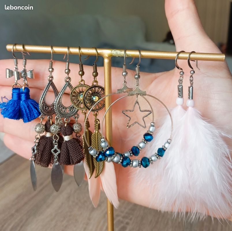 Boucles D'oreilles Fantaisie Avec Fermoir Dormeuse - Occasion - Style à Préciser