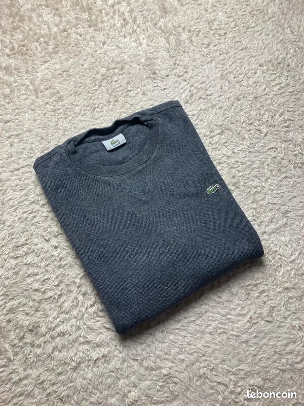 Sweat Crewneck Lacoste vintage gris foncé 100% Coton Taille S homme (image 1)