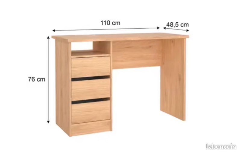 Bureau 3 tiroirs + 1 niche START - But (image 8)