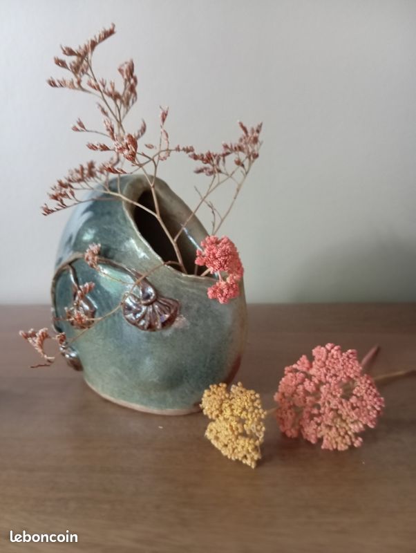 Vase soliflore céramique grès vintage fabrication artisanale décoration