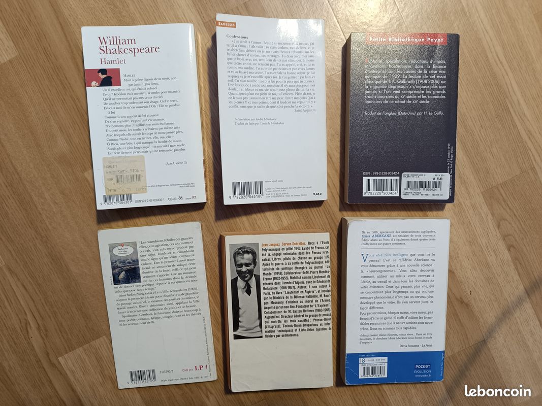 6 livres 2 euros en tout Shakespeare, saint augustin, Galbraith, Verhaeren, Servan Schreiber, Aberkane 2 (image 2)