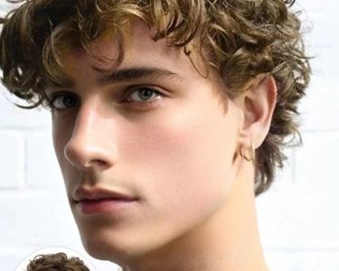 Perruque Synthétique Homme Brun Bouclé Court – Avec Frange Et Bonnet – Neuf Sans étiquettes