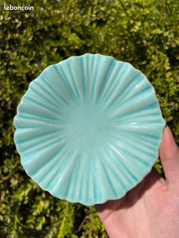 🩵 Service 2 tasses + 2 sous-tasses turquoise en céramique El Corte Inglés (image 3)