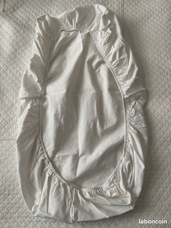 DPAM – Lot de 2 draps housse blancs jersey coton extensive pour matelas de nacelle (image 4)