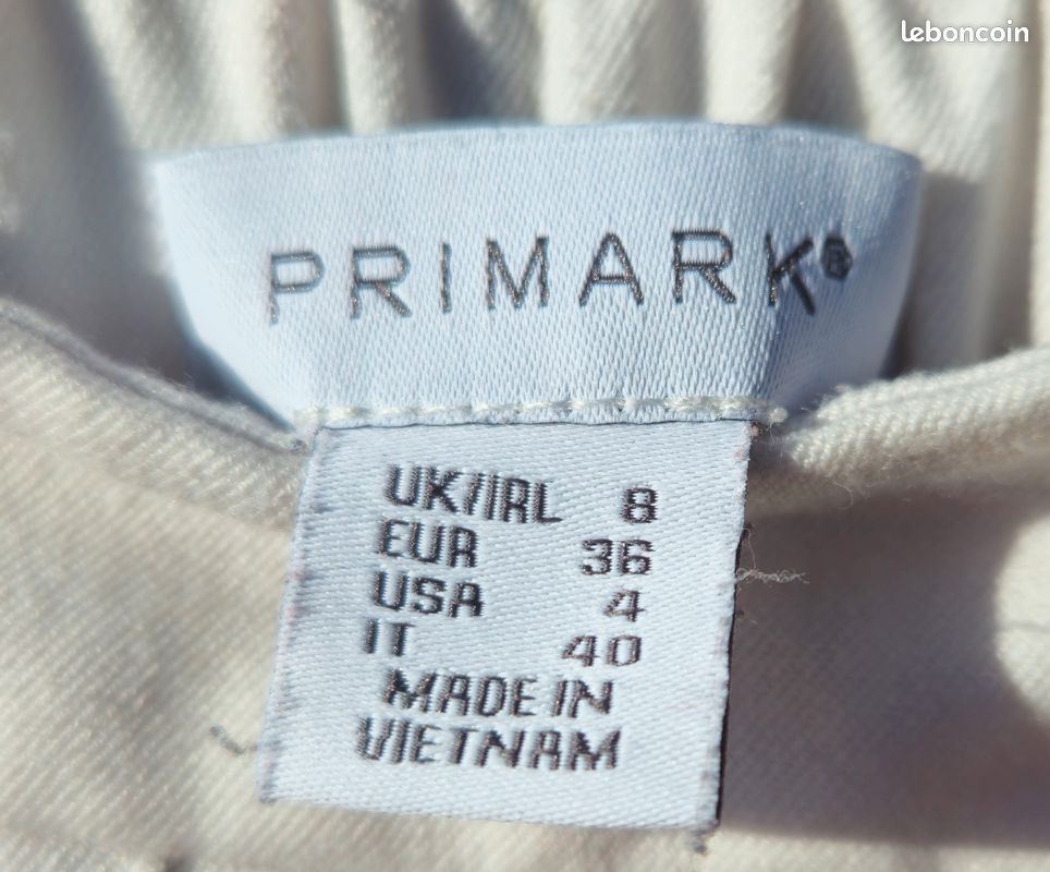 Jupe Femme Primark Taille 14 – Blanche, Géométrique, Longueur 36 Pouces (occasion)