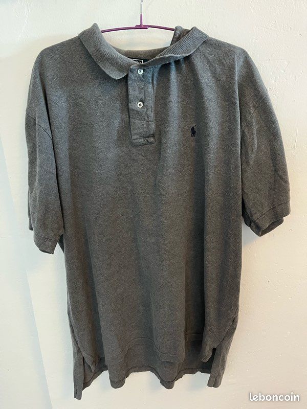 Polo Ralph Lauren gris unis taille XL en très bon état (image 2)