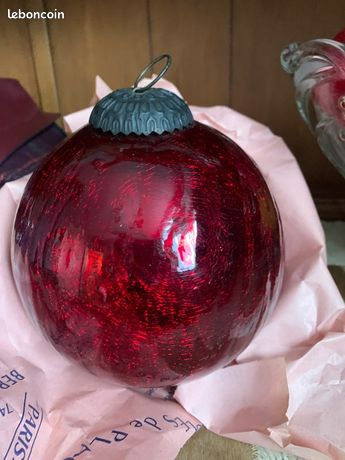 Lot De 6 Grosses Boules De Noël Anciennes En Verre - Églomisé, Mercurisé, 8-10 Cm - Vintage, Couleur Diverse