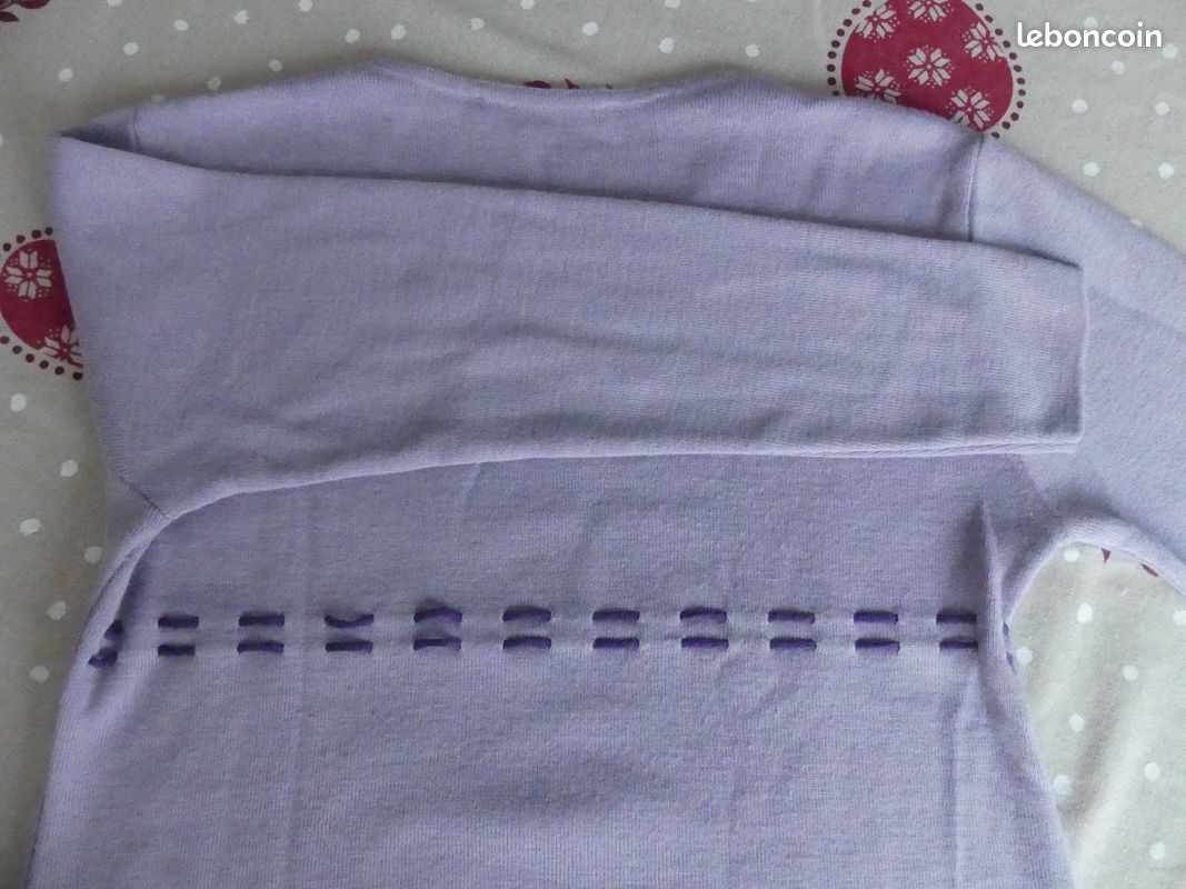 Pull à col rond couleur parme Caroll laine mélangée T42 BE petit prix em94 (image 9)