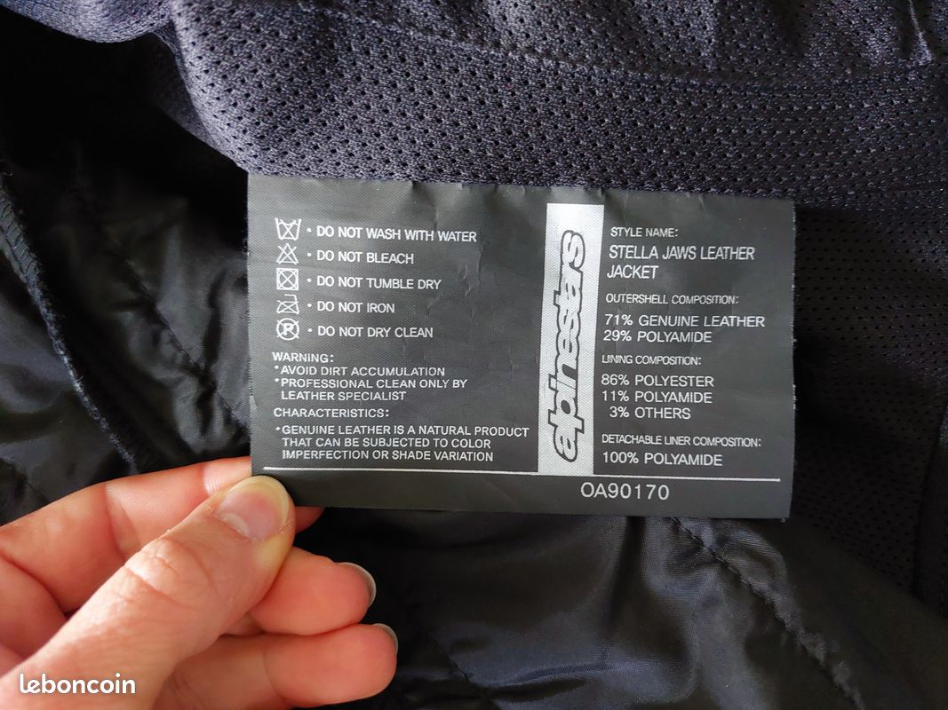 Blouson moto Alpinestars dorsale intégrée Stella Jaws Taille 40 (image 5)