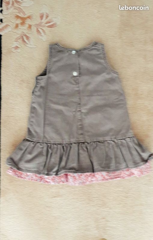 Robe coton 3 ans Vertbaudet fille couleur mastic et rose (image 6)