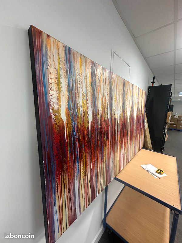 Très grand tableau abstrait moderne XXL – Drips & Couleurs – 180 x 100 cm (image 3)