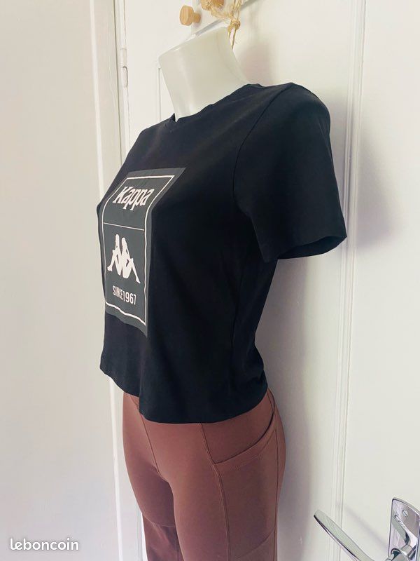 T-shirt Kappa crop top noir 100% coton (image 8)