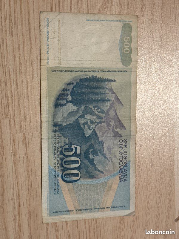 21 Billet Yougoslavie 500 Dinara 1990 (image 3)
