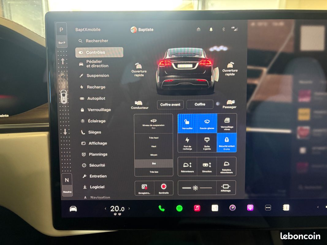 TESLA MODEL-X 100D ELECTRIC 685ch 296PPM 100KWH PALLADIUM 4WD DUAL-MOTOR BVA / VOLANT YOKE - FSD NIVEAU 4 (image 21)