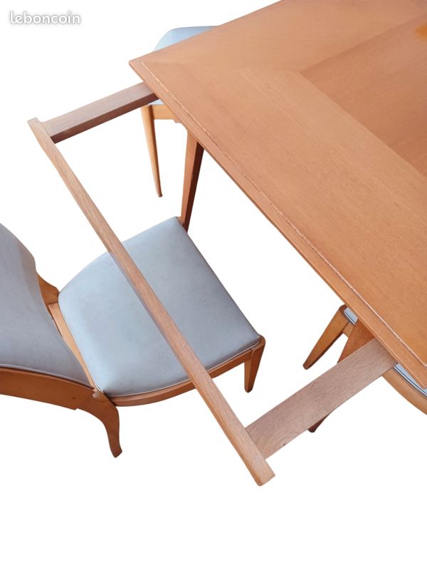 Superbe Ensemble table extensible + 6 chaises vintage 60's 70's arts déco (image 9)