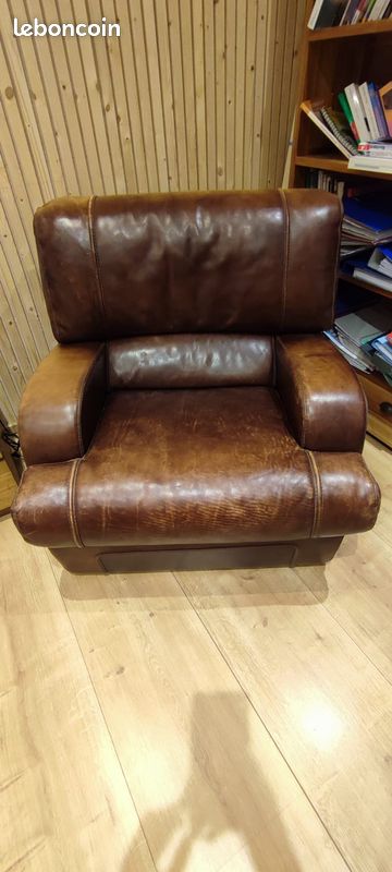 Fauteuil en cuir brun (image 1)