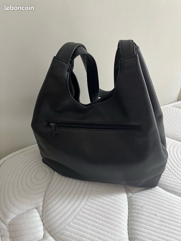 Sac à Main Cuir Noir LE MONDE DU BAGAGE - Porté Main, Occasion Avec Traces D'usage