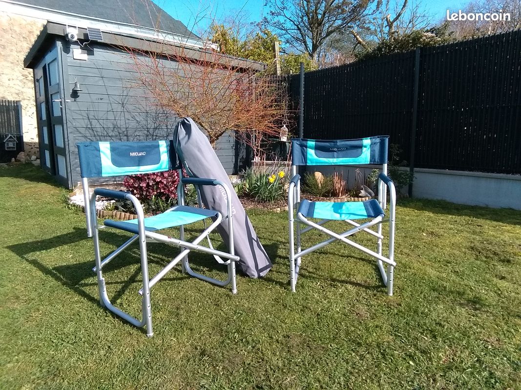 Fauteuil Camping Enfant Vintage Années 70 - Bleu Rétro Aluminium - Style VW - Occasion