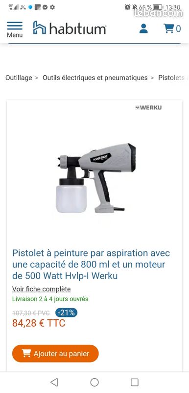 Pistolet à peinture werku 500w neuf (image 2)