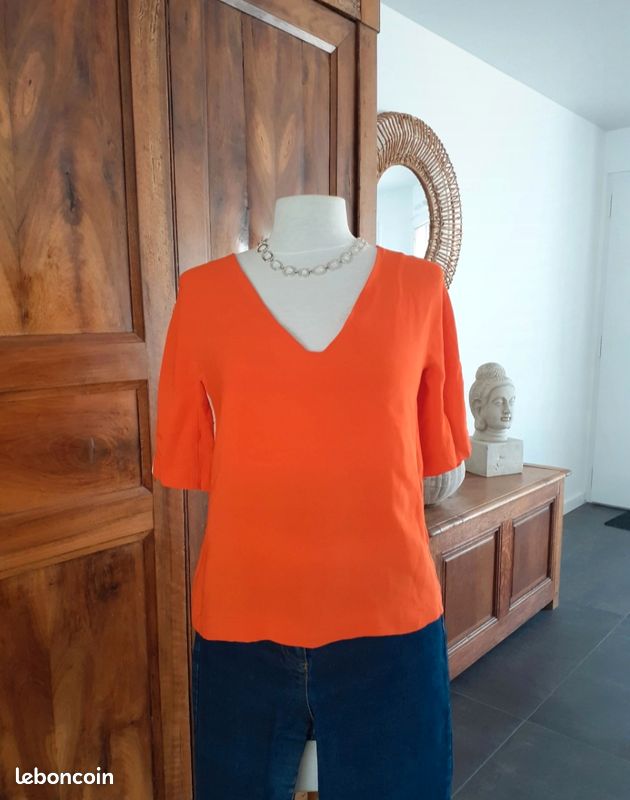 Haut (tunique) Cop Copine Taille 36 Femme - Blanc Uni, Manches Trois-quarts, Occasion Très Bon état