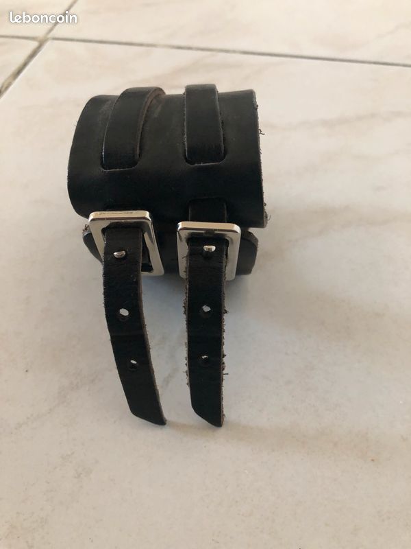 Bracelet cuir noir (image 1)
