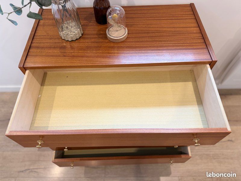 Commode ancienne 4 tiroirs vintage rétro scandinave pied compas (image 6)