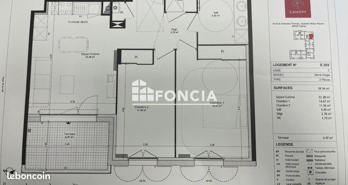 Appartement 3 pièces 60 m² · à Hyères · 60 m² · 990 €/mois